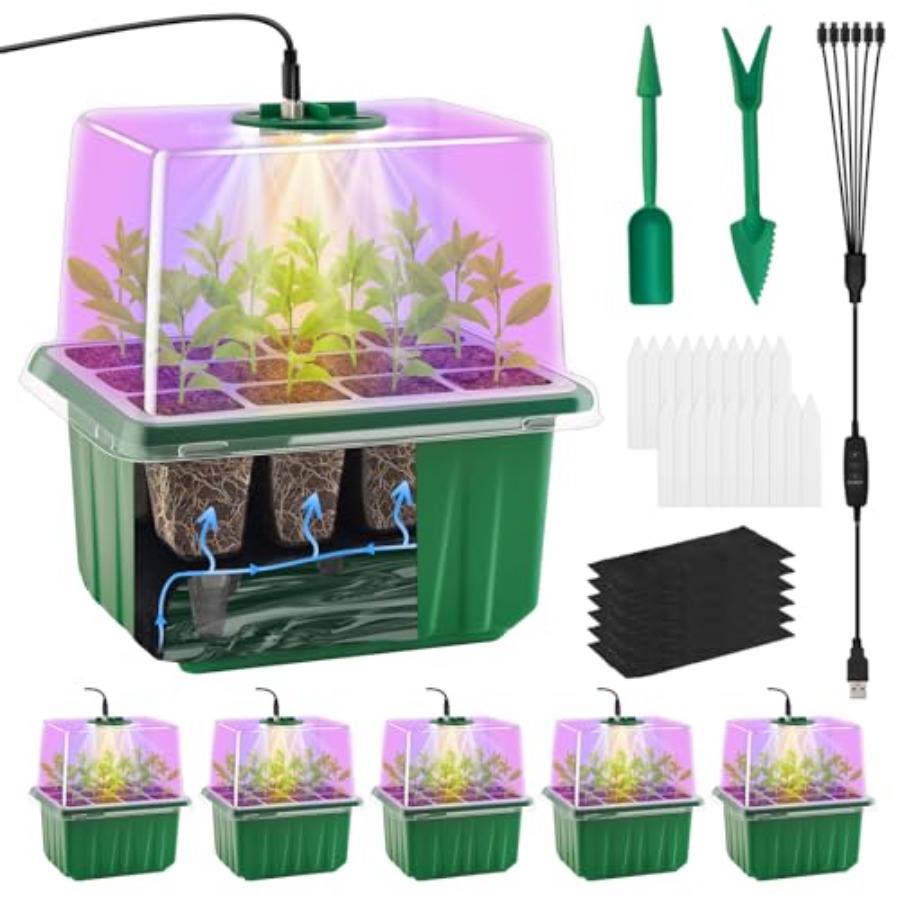Seed Starter Trays - 조명이 있는 묘목 트레이 6팩, 식물