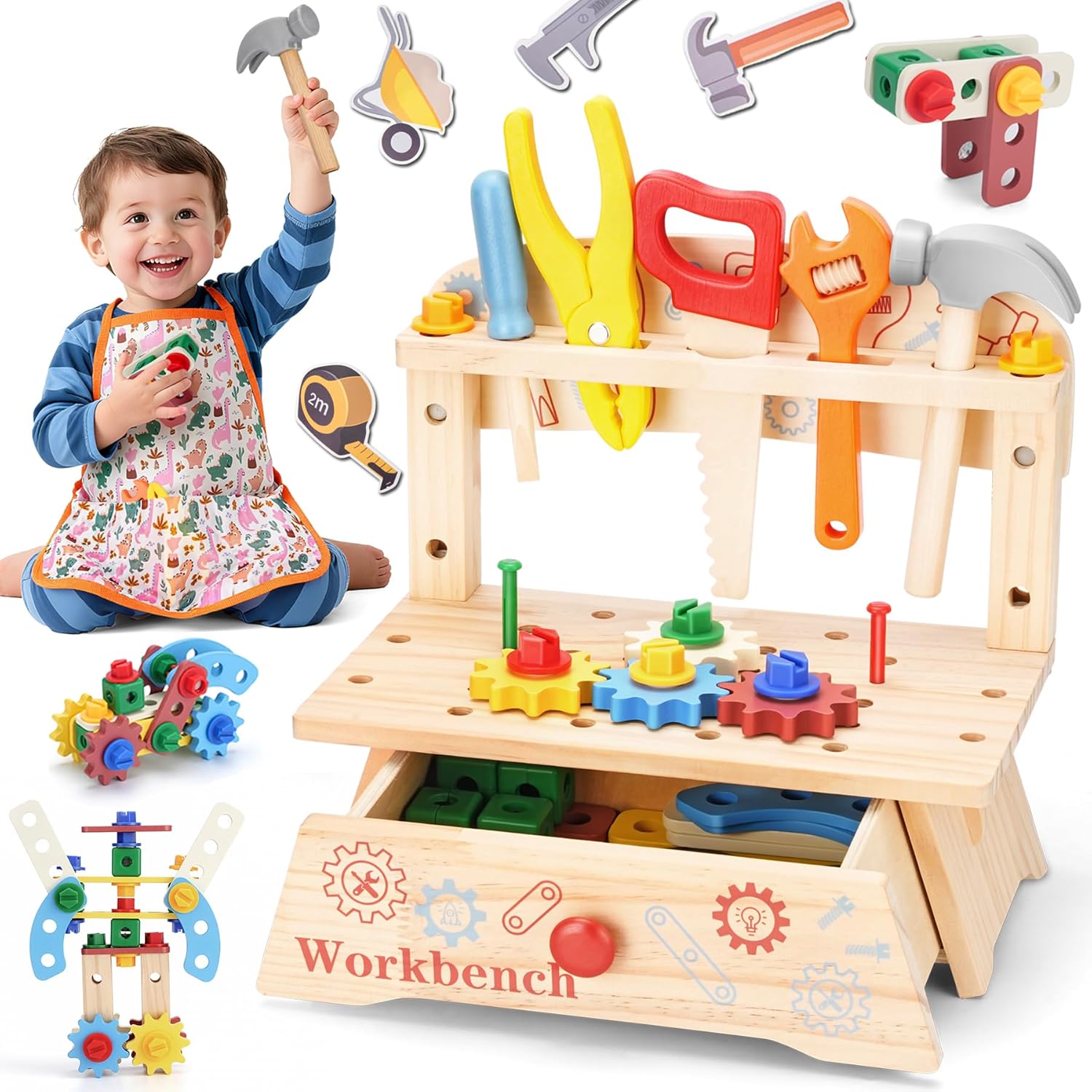 Gardening Tools Toddler - 어린이용 나무 공구 벤치, 몬테소리 교육용
