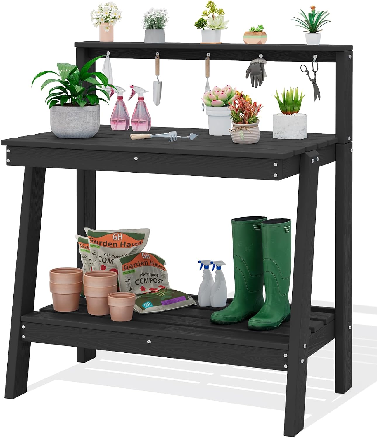 Gardening Tools Uses - 3단 야외 정원용 화분대, 수납공간, 방수