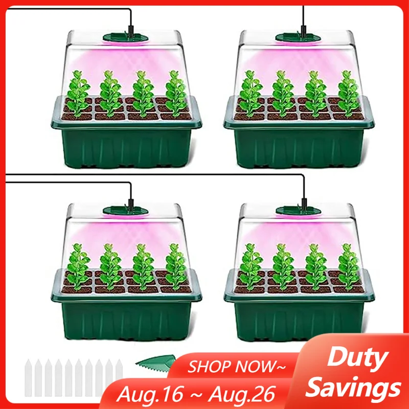 Seed Starter Trays - 12셀 LED 식물 생장등 씨앗 발아