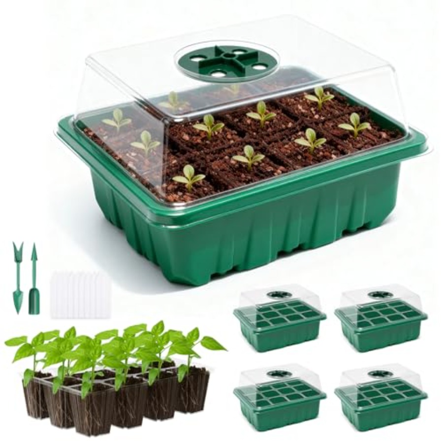 Seed Starter Trays - 습도 돔이 있는 5팩 씨앗 발아
