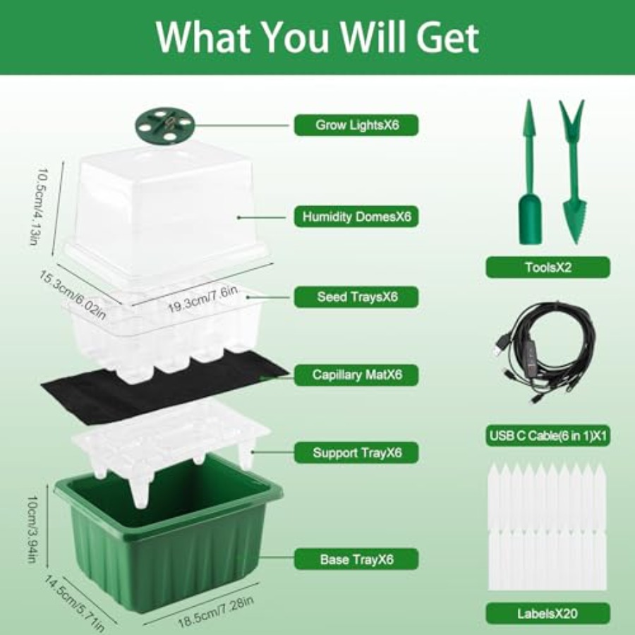 조명이 있는 묘목 트레이 6팩, 식물 재배 트레이, 습 - Seed Starter Trays 리뷰 및 가격