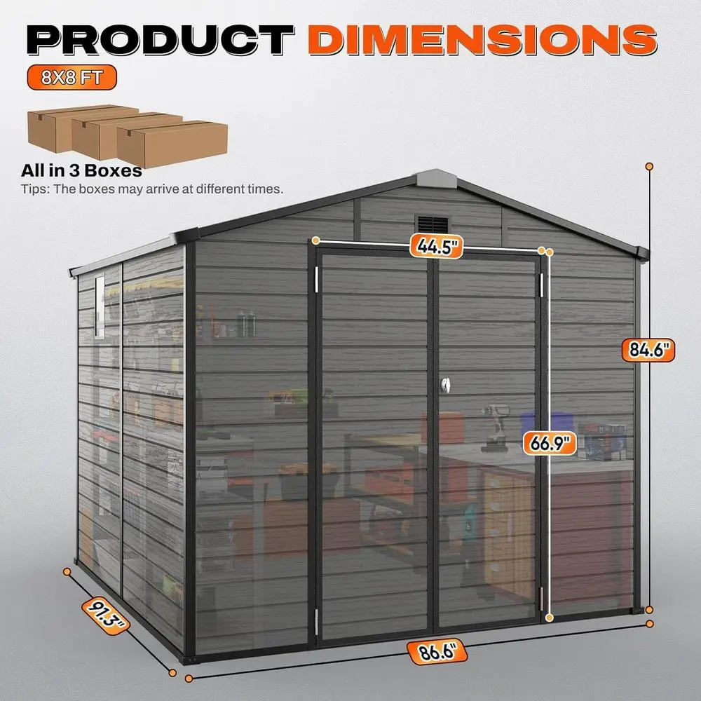 8x8 야외용 창고 (바닥, 플라스틱, 창문, 통풍구, - Gardening Tools Storage 리뷰 및 가격