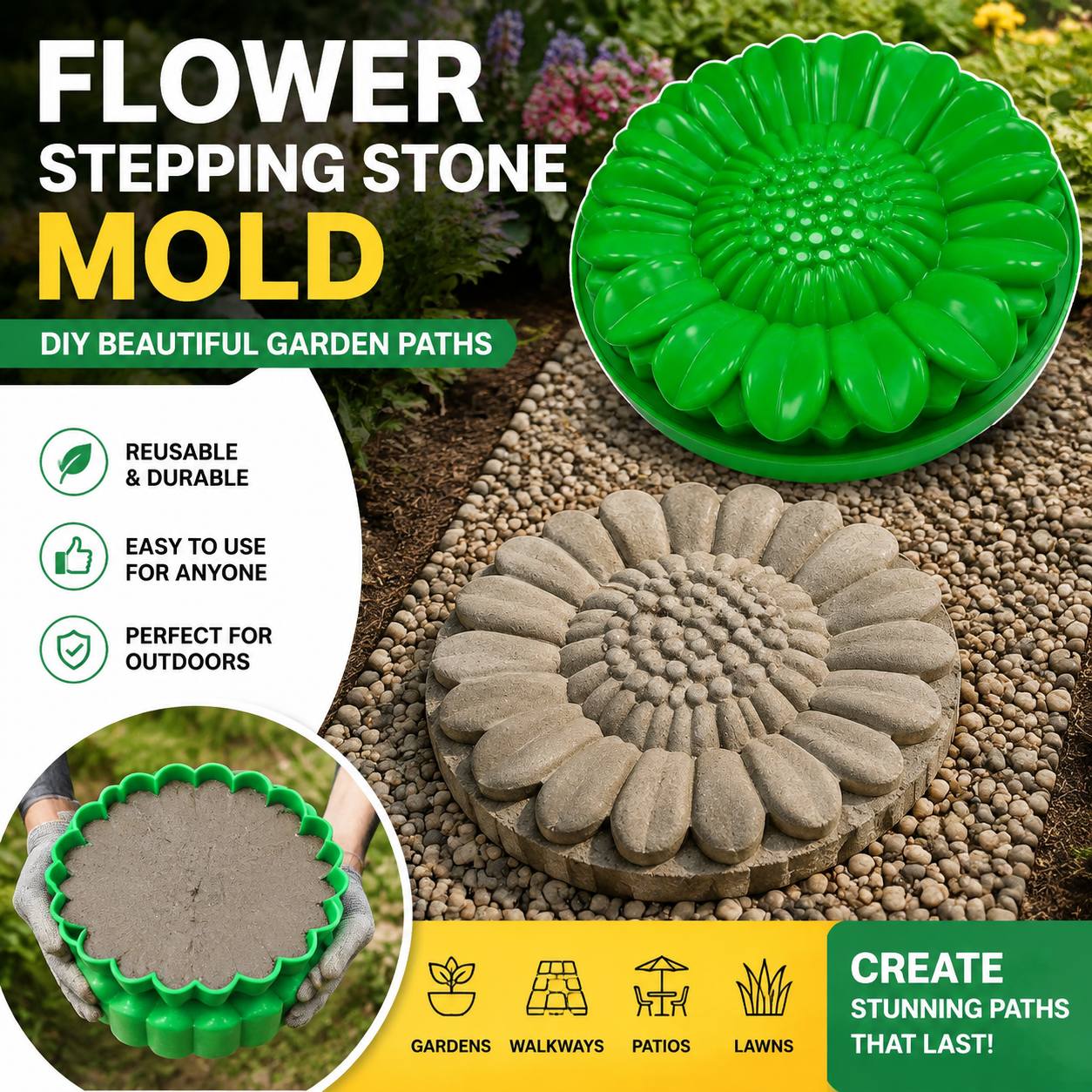 해바라기 테라스 석재 몰드 세트, 콘크리트 정원 산책로 - Gardening Tools Gifts 리뷰 및 가격