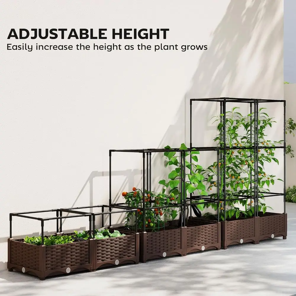 트렐리스가 있는 높은 화단, 46.5 토마토 지지대,  - Self-Watering Planter 리뷰 및 가격