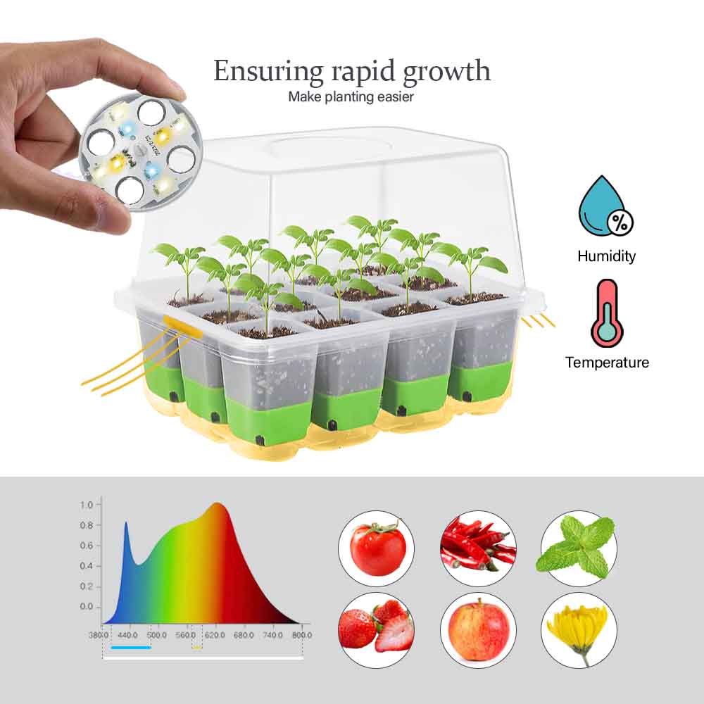 LED 성장 조명 모종 스타터 트레이 키트, 투명 커버 - Gardening Tools Box 리뷰 및 가격