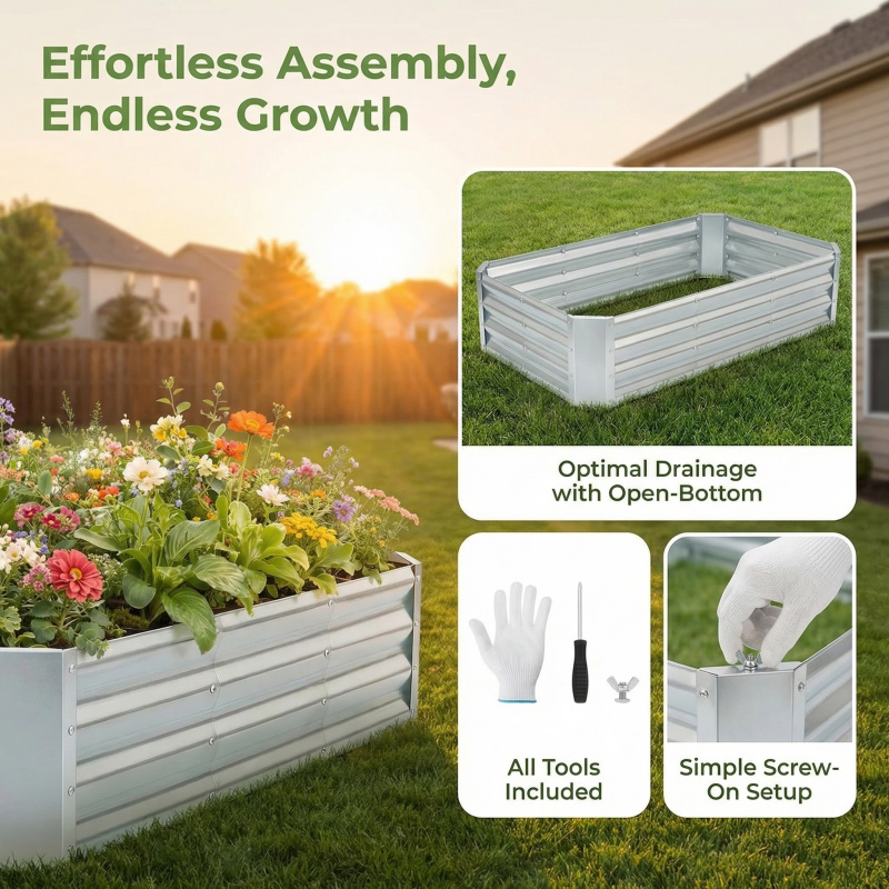 대형 바닥 없는 아연 도금 정원 재배용 화분 키트(4× - Gardening Tools Box 리뷰 및 가격