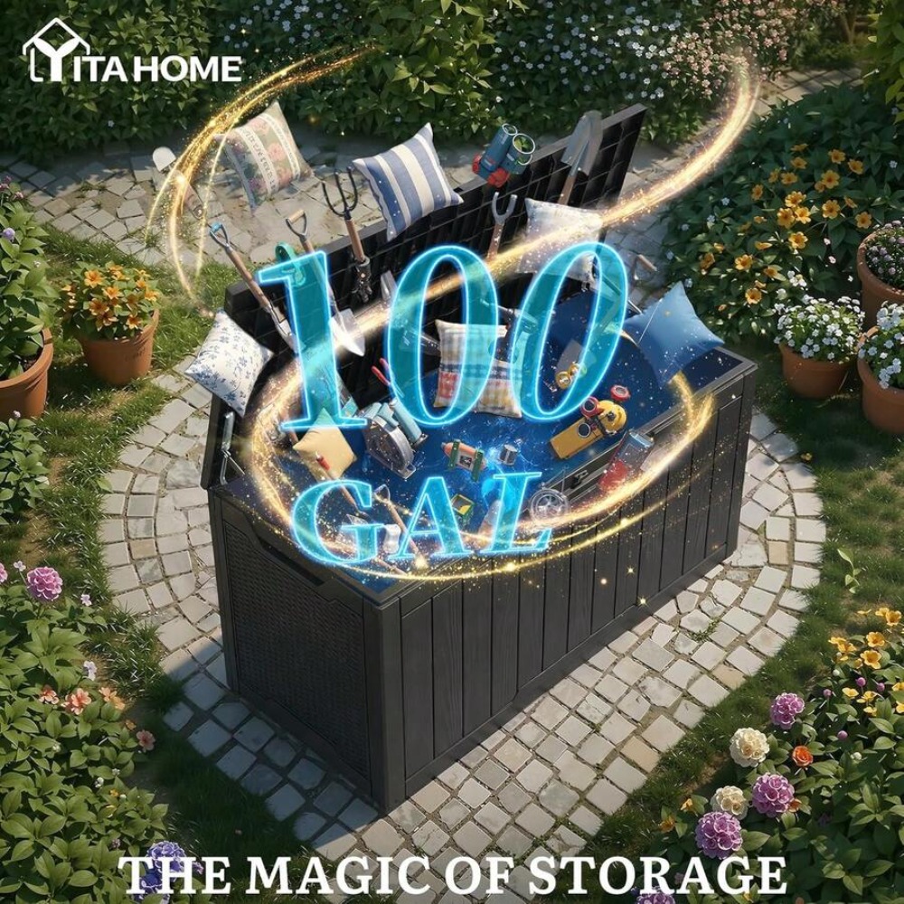 100갤런 대형 야외 데크 박스 방수 레진 보관함, 잠 - Gardening Tools Box 리뷰 및 가격
