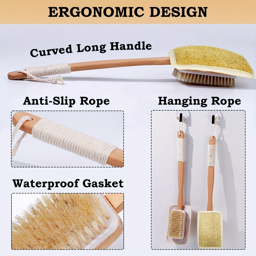 나무 손잡이 긴 목욕 브러시 천연 수세미 멧돼지 털 양 - Gardening Tools Long Handle 리뷰 및 가격