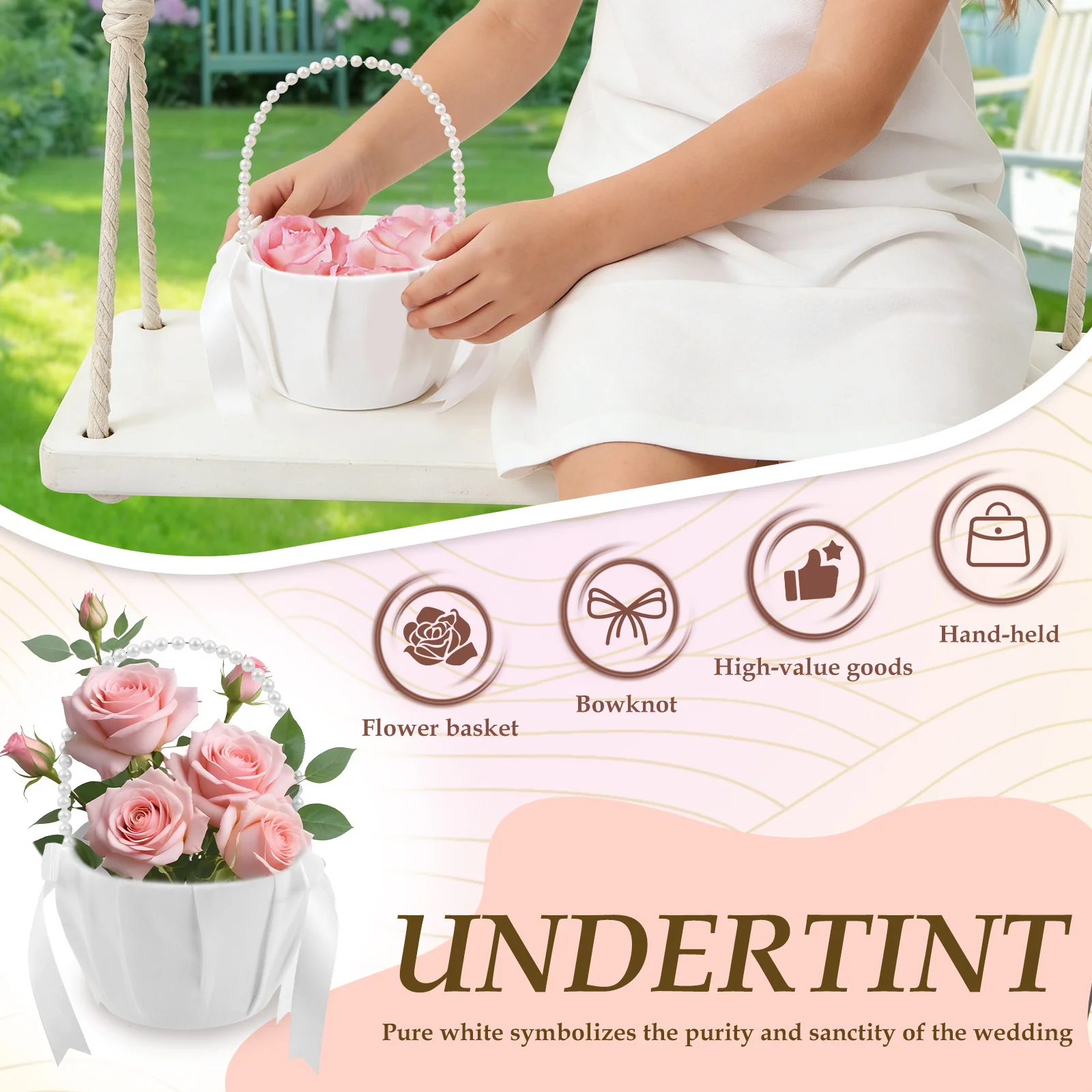2Pcs 웨딩 플라워 걸 바구니 Bowknot Sati - Gardening Tools Girls 리뷰 및 가격