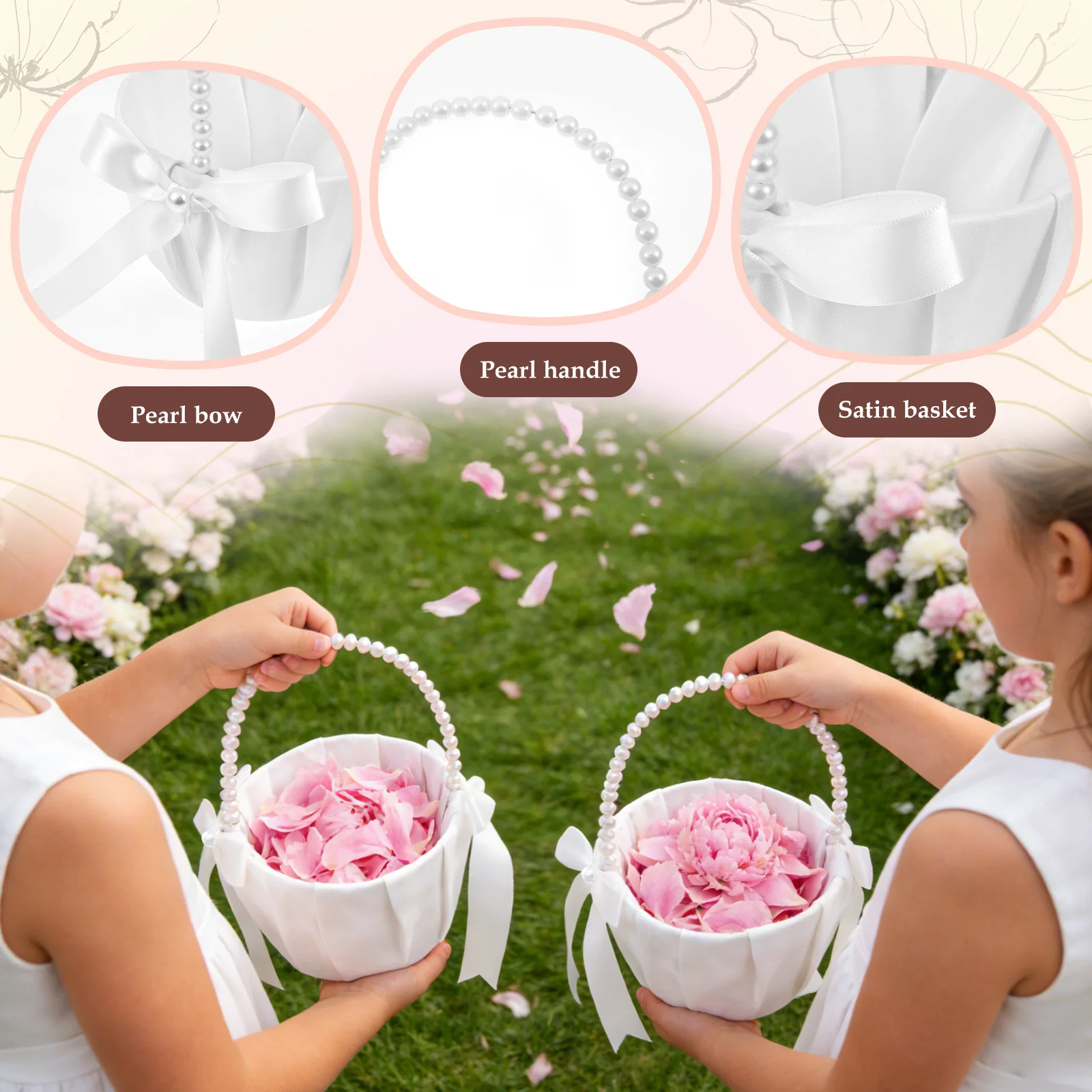 2Pcs 웨딩 플라워 걸 바구니 Bowknot Sati - Gardening Tools Girls 리뷰 및 가격