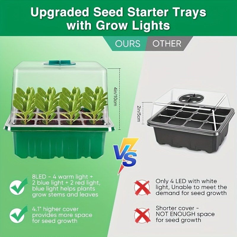 LED 성장 빛 정원 식물 즙이 많은 꽃 통기성 발아  - Seed Starter Trays 리뷰 및 가격