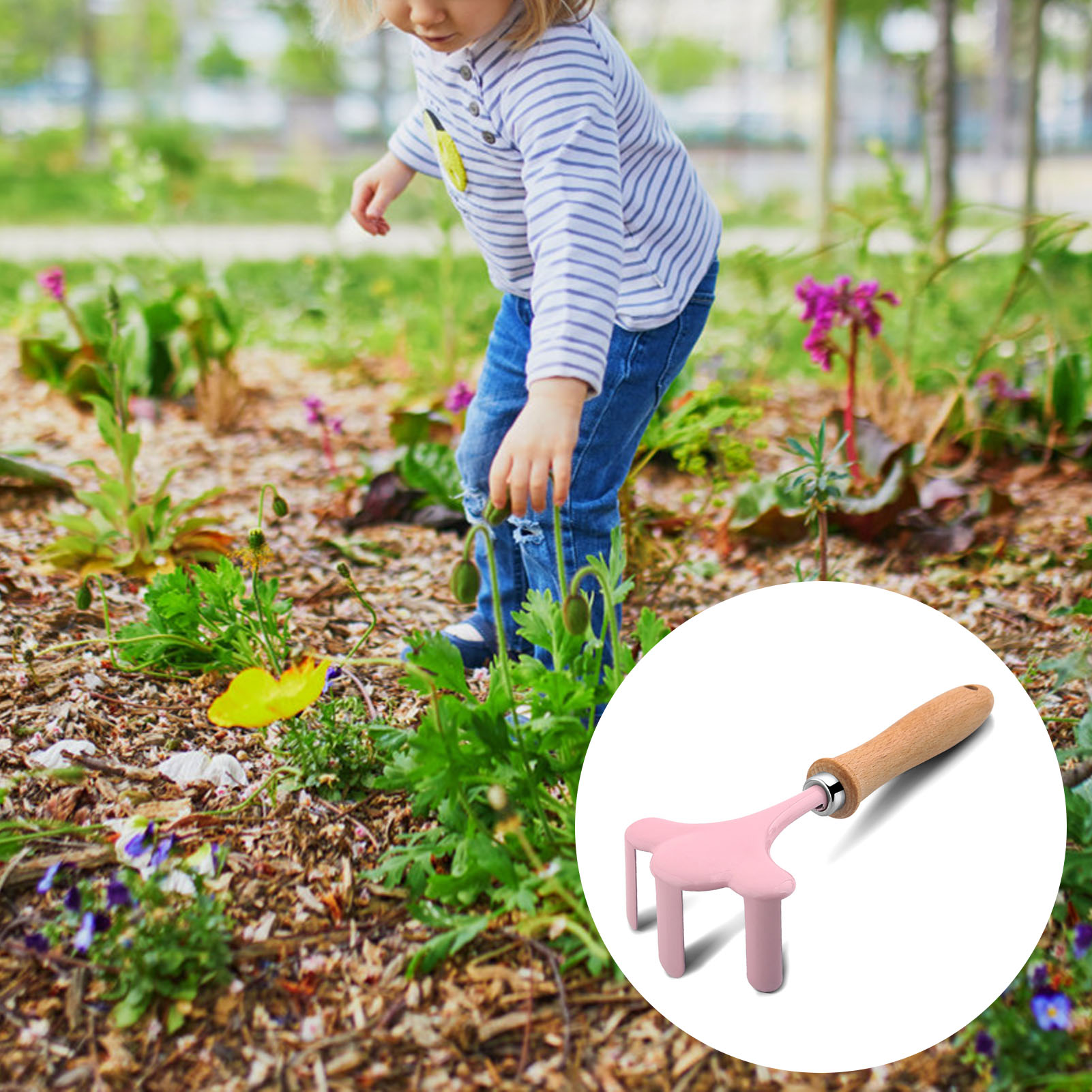 작은 정원사 도구 세트, 나무 손 삽 갈퀴 포크 세트, - Gardening Tools Girls 리뷰 및 가격