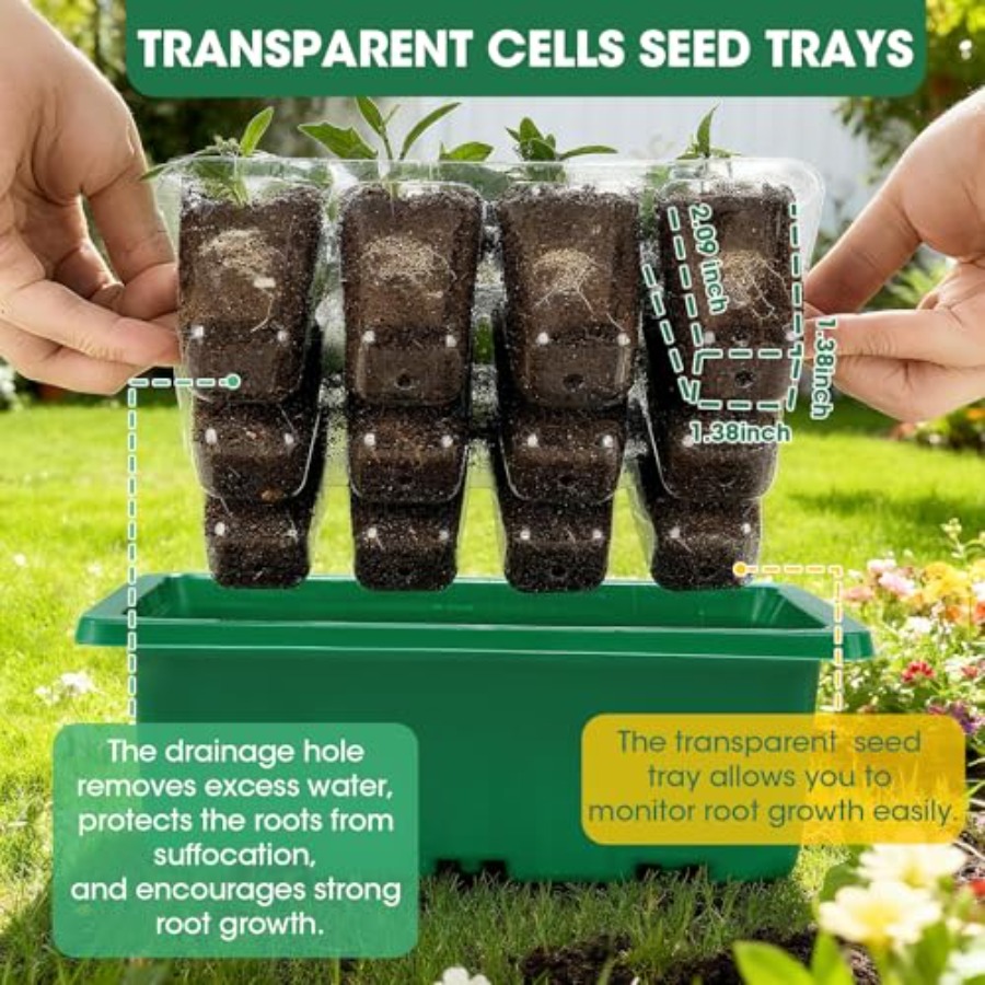습도 돔이 있는 5팩 씨앗 발아 트레이, 투명 배수구가 - Seed Starter Trays 리뷰 및 가격