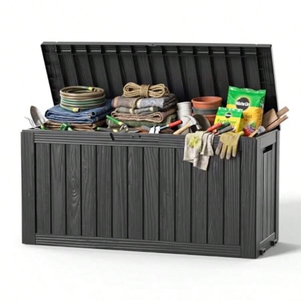 90갤런 야외 데크 박스 방수 잠금 가능 수납함 바퀴  - Gardening Tools Box 리뷰 및 가격